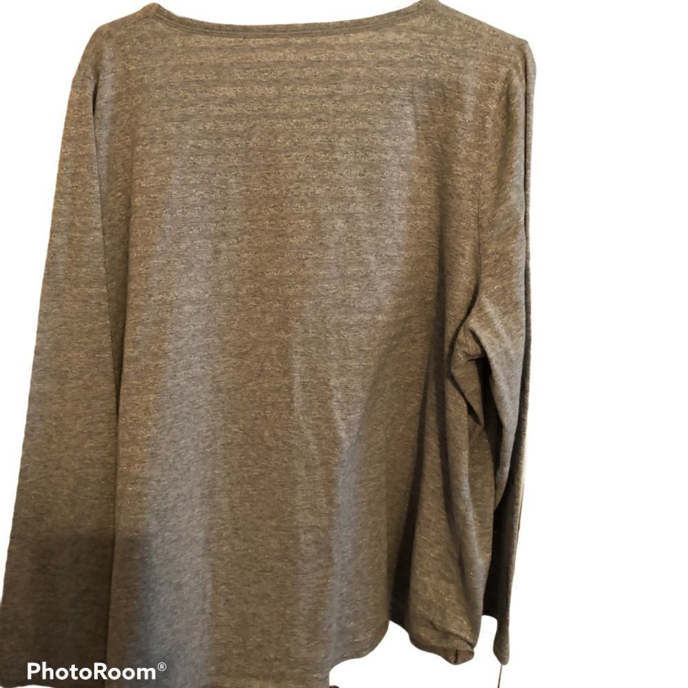 Talbots Silver & Gray LS Top 3X - Picture 4 of 7
